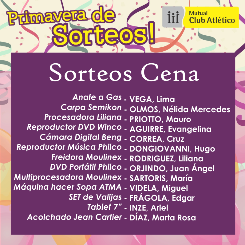 Primavera de Sorteos - Sorteo Cena de Socios